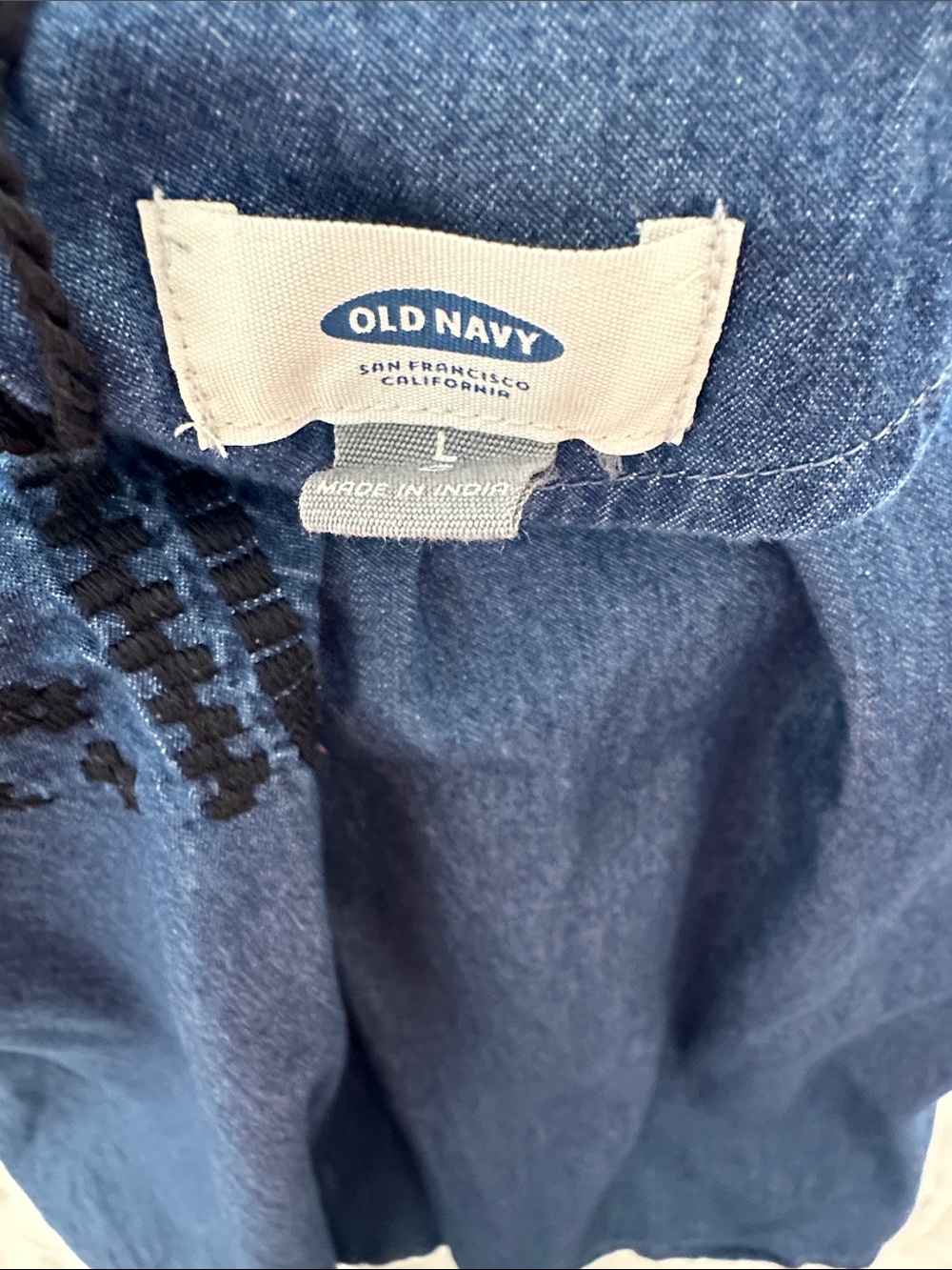 Old Navy Navy Blue Embroidered Dress. Sz. L - Picture 5 of 6